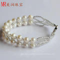 2 Rows Fashion Freshwater Handmade Pearl Bracelet (EB1516-1)